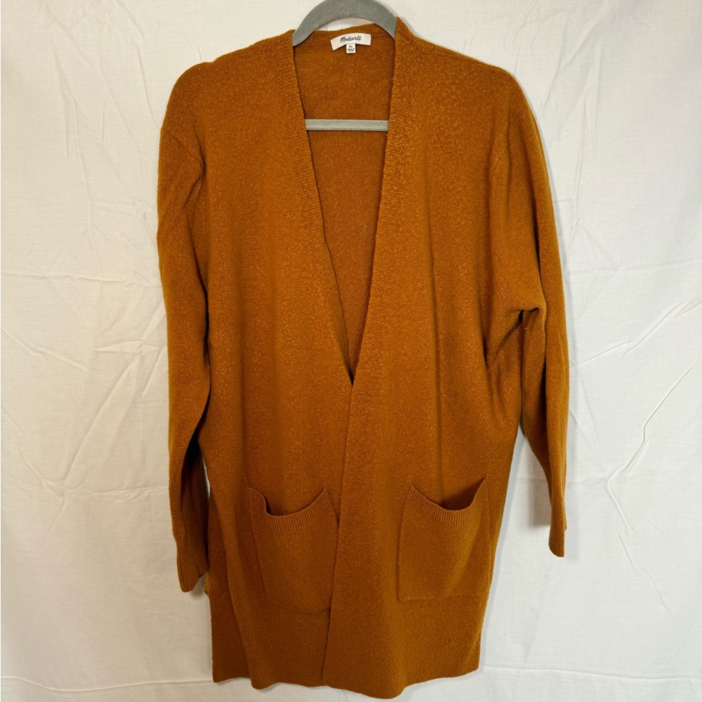 Madewell Long Cardigan in Mustard XL